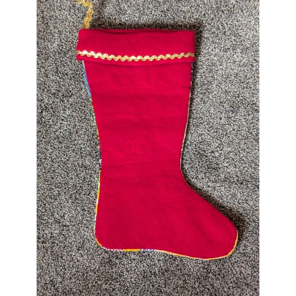 Vintage Quilted Patchwork Hand Made Christmas Stocking 14.25"l x 9.5"w - Picture 3 of 3